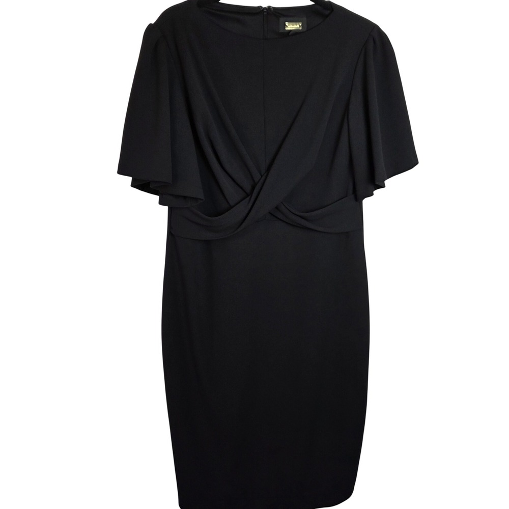 Alexia Admor Midi Black Sheath Dress Twist Frontβ Flutter Sleeve Cocktail